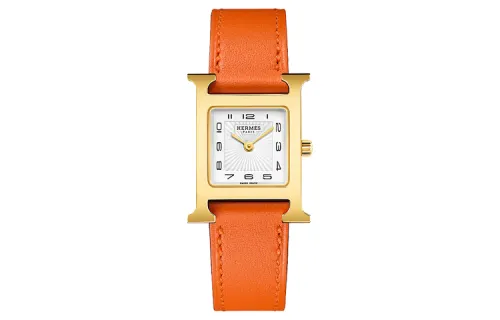 HERMES Heure H Collection Wrist Watches Quartz Movement Genuine Leather Strap White Dial Women's Watch