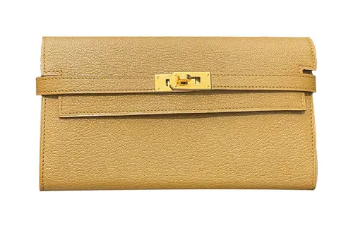 HERMES Kelly Wallet Epsom Leather Wallet Women's 2H Kraft Leather Color