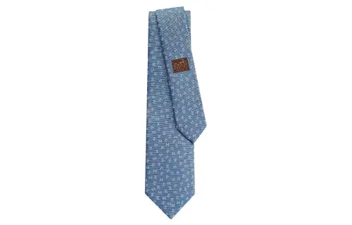HERMES Tie 7 Ties Men's Sky Blue/White