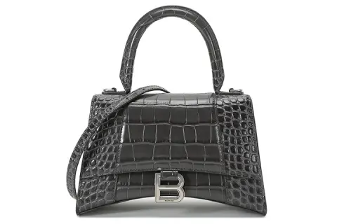 Balenciaga Hourglass Cow Leather Shoulder Bag, Crossbody Bag, Handbag Small Women's Dark Gray