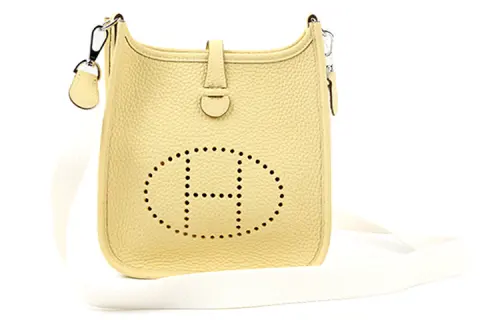 HERMES Evelyne Taurillon Clemence Cow Leather Crossbody Bag, Shoulder Bag Mini 16 Women's 1Z Jaune Poussin Chick Yellow