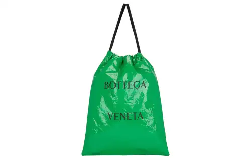 Bottega Veneta Patent Leather Drawstring Bag Green