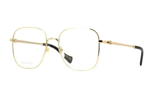 GUCCI Square Eyeglass Frames Unisex Bright Gold