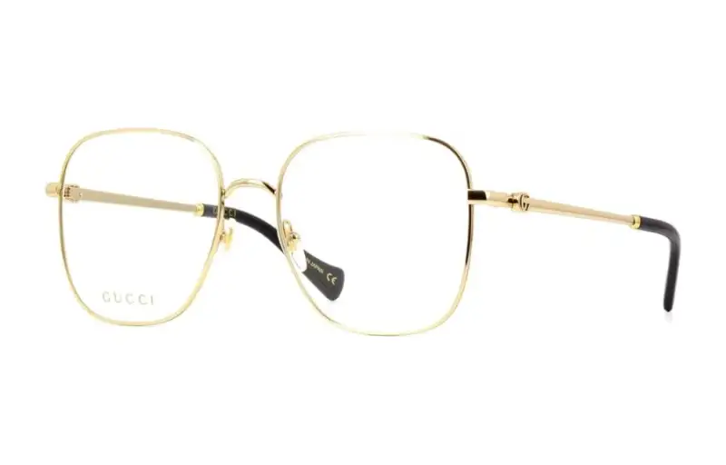 GUCCI Square Eyeglass Frames Unisex Bright Gold