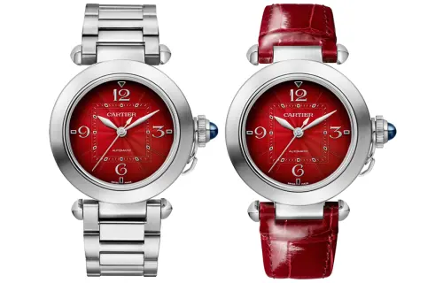CARTIER PASHA DE Classic Automatic Mechanical Movement 100m Waterproof Unisex Watch 35mm Red Watch Dial