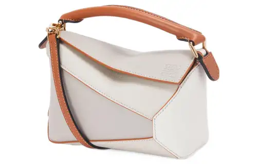 LOEWE Puzzle Napa Calf Leather Shoulder Bag, Crossbody Bag Mini Women's White