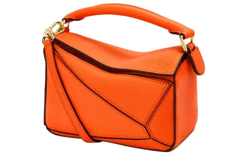 LOEWE Puzzle Calfskin Geometric Puzzle Bag, Handbag, Shoulder Bag, Crossbody Bag Mini Women's Orange