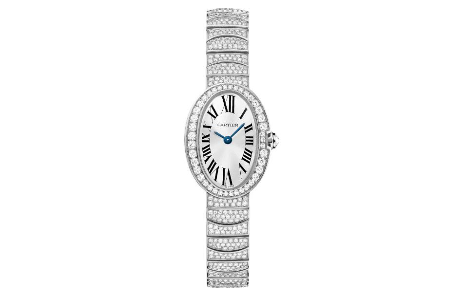 Cartier, quartz waterproof women's watch, white dial, platinum gold watch, case, quartz mechanism, 30meter, 20.79mm, 18 carat white gold