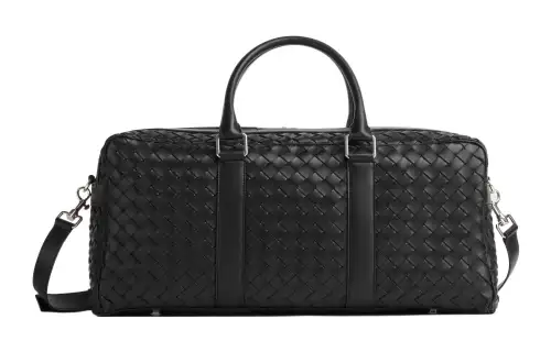 Bottega Veneta Intrecciato Detachable Strap Leather Sports Bag, Shoulder Bag, Crossbody Bag, Handbag Men's Black