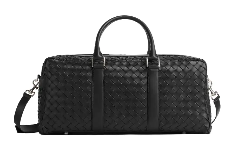 Bottega Veneta Intrecciato Detachable Strap Leather Sports Bag, Shoulder Bag, Crossbody Bag, Handbag Men's Black