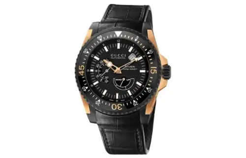 GUCCI Wrist Watches Automatic Mechanical Movement Rubber Crocodile Leather Strap 45mm Black Dial Men's Watches