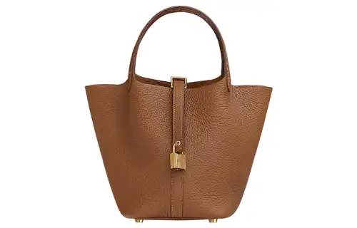 HERMES Picotin Lock Clemence Calfskin With Matte Crocodile Leather Basket Bag, Bucket Bag, Handbag 18 Women's