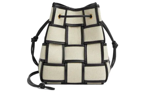 Bottega Veneta Cotton Crossbody Bag Small Women's Natural/Black