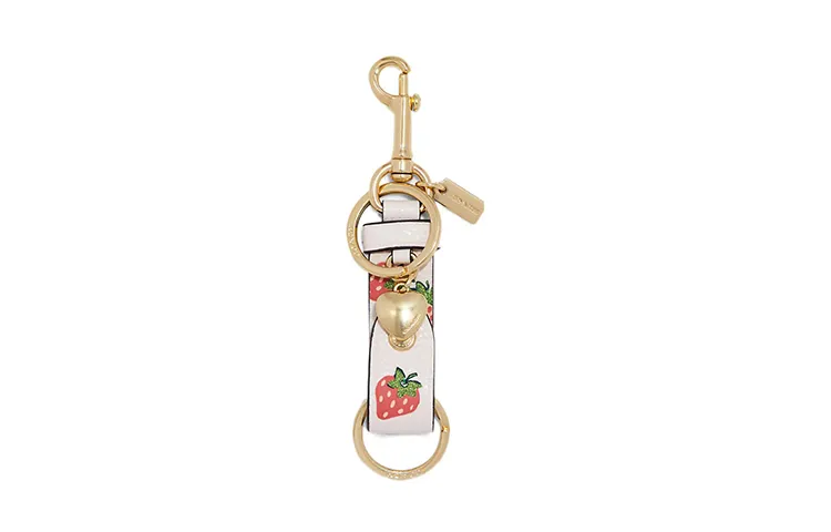 COACH Bag Charm Leather Bag Charm Keychain Bag Accessory Women's White