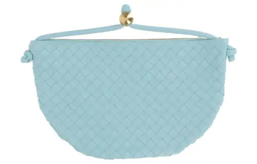 Bottega Veneta Sheepskin Woven Bag Clutch Regular Women's Light Blue