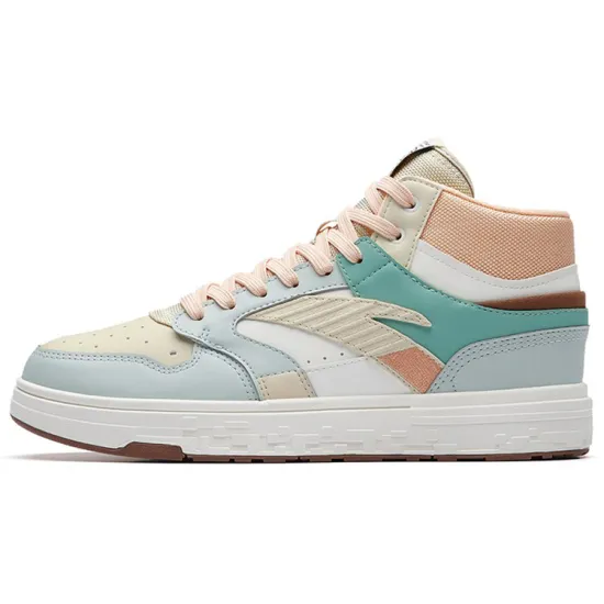 ANTA Street Play Series Skateboard Shoes Women's High-Top White Gray Green/Ivory White/Beige Yellow/Flesh Pink