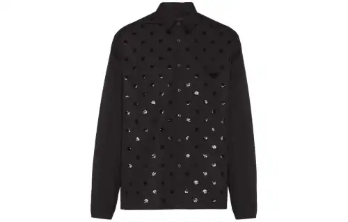 PRADA Shirts Men's Black Lapel Moderate