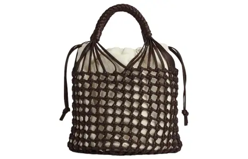 Bottega Veneta Sheepskin Tote Handbag Women's Natural Brown
