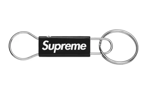 Supreme Metal Keychains Unisex Silver/Black/Red