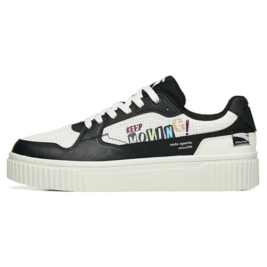 ANTA Skateboard Shoes Men Low-Top Ivory White/Black
