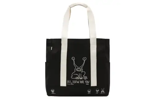 Vans Daniel Johnston Collaboration Cotton Tote Bag, Shopping Bag, Shoulder Bag, Handbag Regular Unisex Black