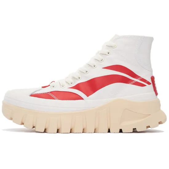 LiNing Wave Casual Shoes Women's High-Top Snow White/Bright Neon