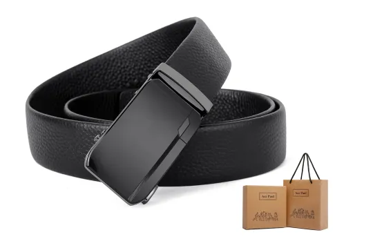 Ace Paul Top Grain Cow Leather Belt Pants Belt Men's Black Width 3.5cm