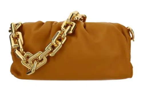 Bottega Veneta Soft Cow Leather Handheld Shoulder Bag Women's Gold Brown