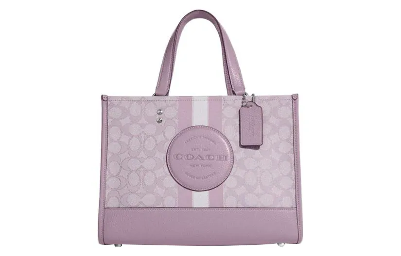 COACH Dempsey Fabric With Cow Leather Tote Bag, Shopping Bag, Handbag Large Women's Lilac Purple