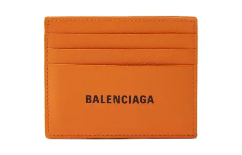 Balenciaga Grained Calfskin Card Holder Card Holder Men's Orange
