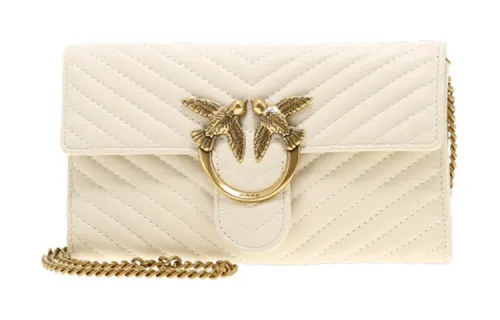 PINKO Quilt Sheepskin Shoulder Bag Women's White