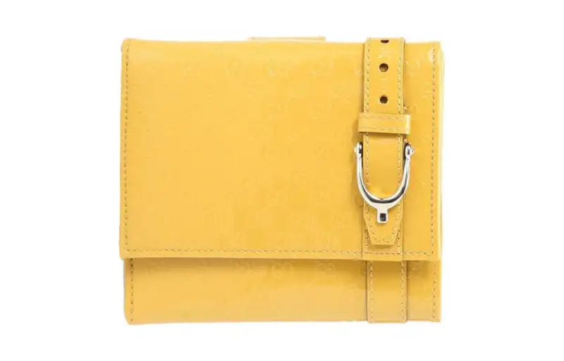 GUCCI Patent Leather Wallet Women's Yellow