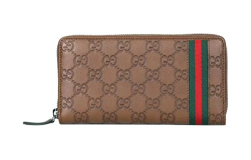 GUCCI Cow Leather Wallet Men's Brown