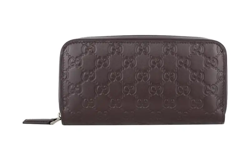 GUCCI Cow Leather Wallet Men's Brown