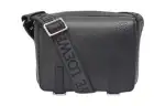 LOEWE Military Cow Leather With Jacquard Fabric Messenger Bag, Crossbody Bag, Shoulder Bag Small Men's Black