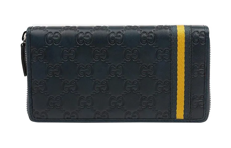 GUCCI Cow Leather Wallet Regular Men's Blue/Yellow