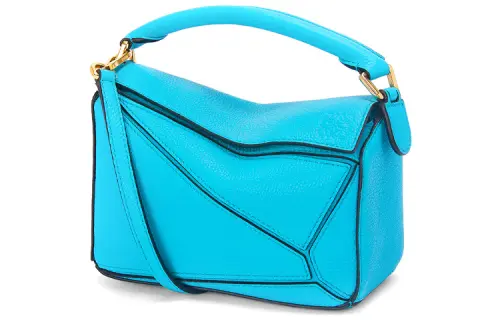 LOEWE Mini Puzzle Bag In Soft Grained Calfskin Cyan
