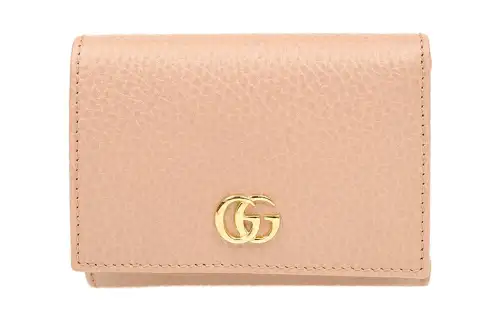 GUCCI GG Marmont Cow Leather Wallet Women's Pink