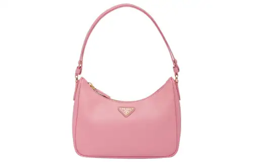 PRADA SaffianoRe Edition Leather Shoulder Bag Mini Women's Petal Pink