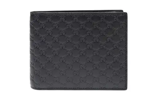GUCCI Cow Leather Wallet Men's Black