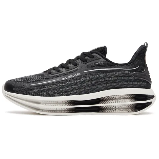 Erke Running Shoes Men Low-Top Jet Black/Mist Gray