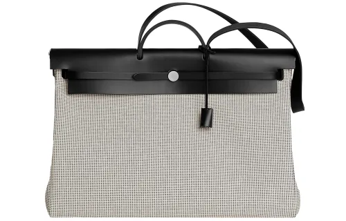 HERMES Herbag Zip Officier Canvas And Hunter Cow Leather Shoulder Bag, Crossbody Bag, Handbag 50 Unisex