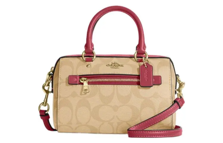 COACH Rowan Artificial Leather Handbag, Shoulder Bag, Crossbody Bag Mini Women's Brown & Red