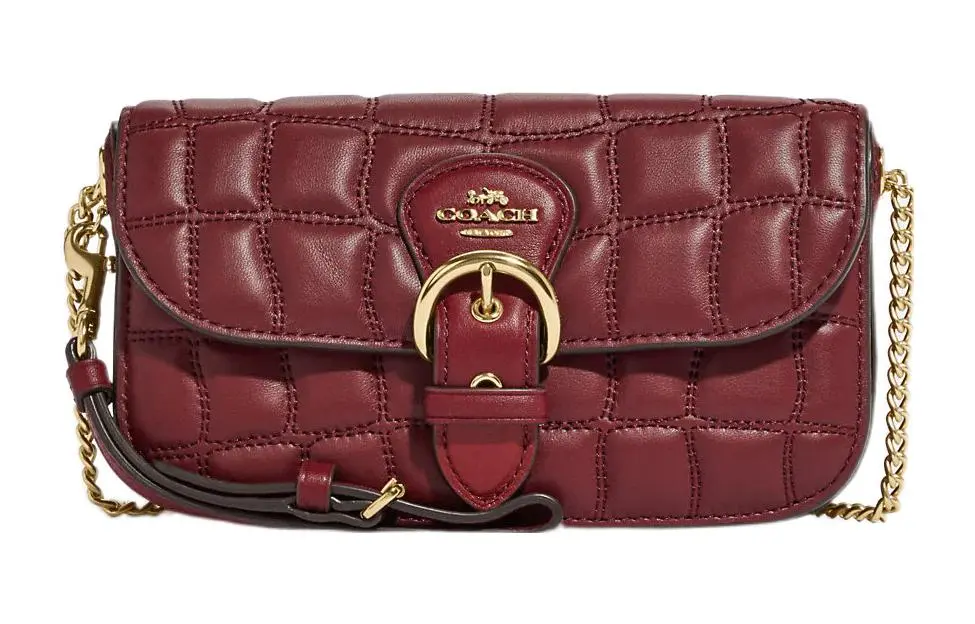 COACH Kleo Leather Shoulder Bag, Crossbody Bag Small Women's Burgundy