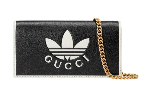 GUCCI Adidas Originals Collaboration Leather Wallet Women's Black