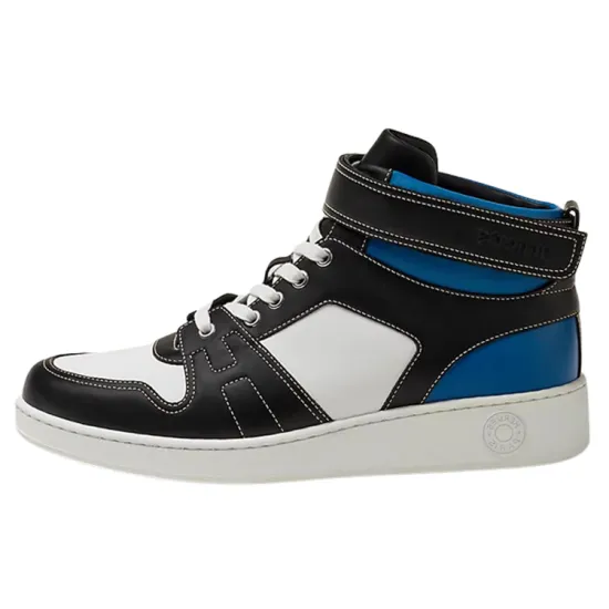 HERMES Skateboard Shoes Men High-Top Black White Blue