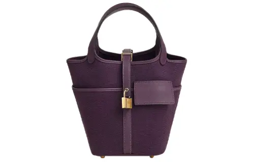 HERMES Picotin Lock Goeland Canvas With Swift Calfskin Basket Bag, Bucket Bag, Handbag 18 Women's