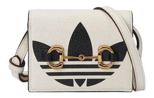 GUCCI Adidas Originals Collaboration Horsebit Leather Crossbody Bags Unisex White