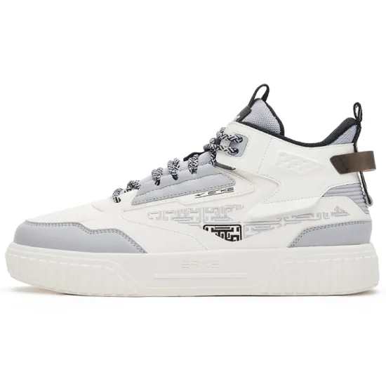 Erke Subjugate Mid-Top Skateboard Shoes Men's White Gray