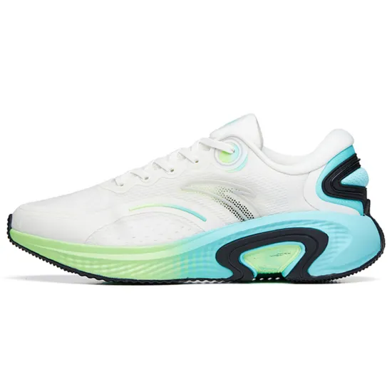 Anta Cushioned Anti-Slip Wear-Resistant Breathable Lightweight Low-Top Running Shoes Men's White Blue